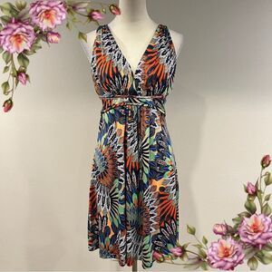 Papillon Vibrant Floral Sleeveless mini stretchy Dress size large